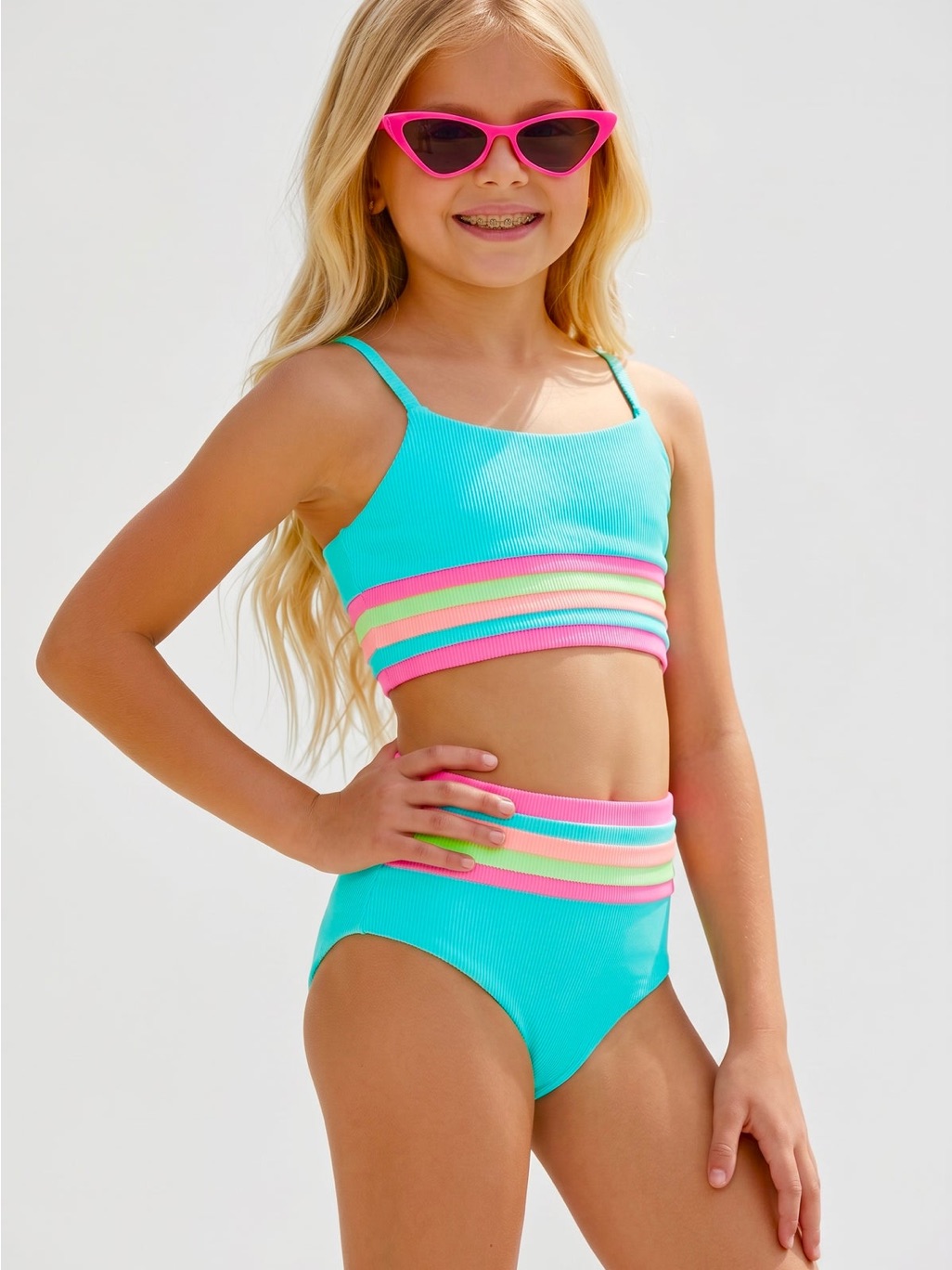 Beach Riot Kids' Little Millie & Mae Two-Piece Swimsuit 13-14 Size